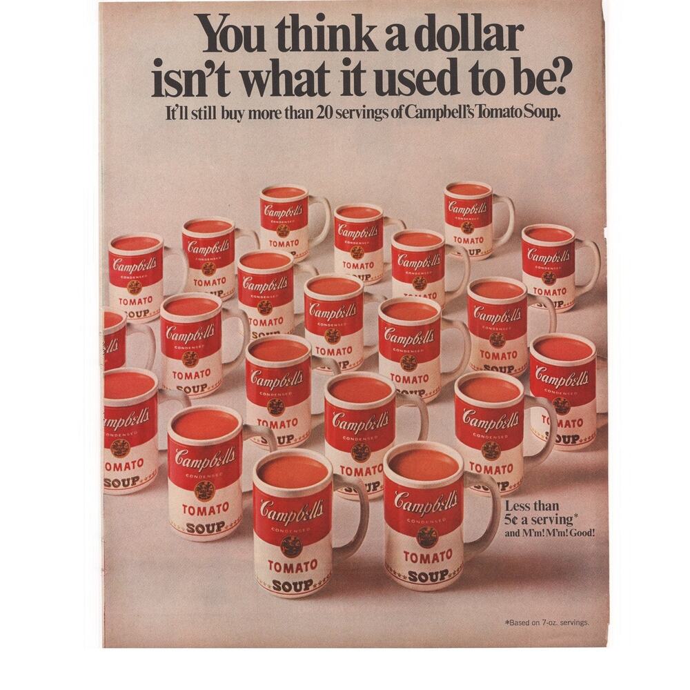 Campbells Tomato Soup / Winston Cigarette Advertisement Vtg 1968 Food Cigarette